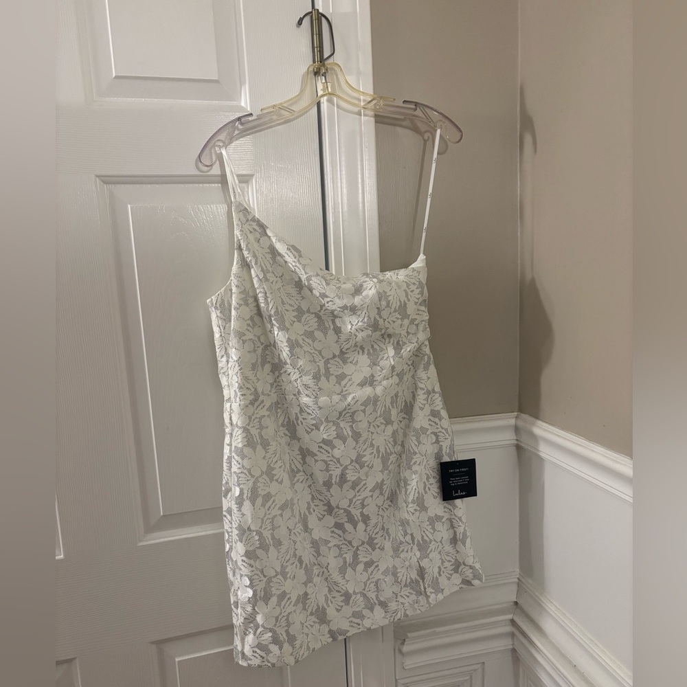 Floral Glittery White Hoco Dress